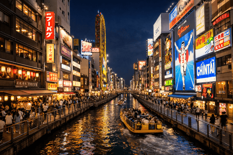 Vibrant nightlife in Osaka's Dotonbori district