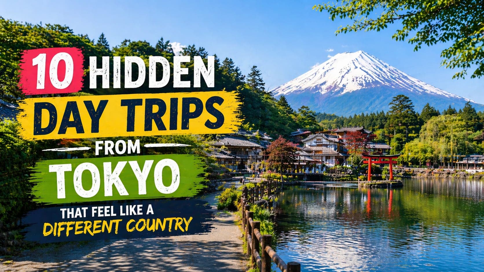 A traditional Japanese town with mountains, ideal for a day trip from Tokyo.