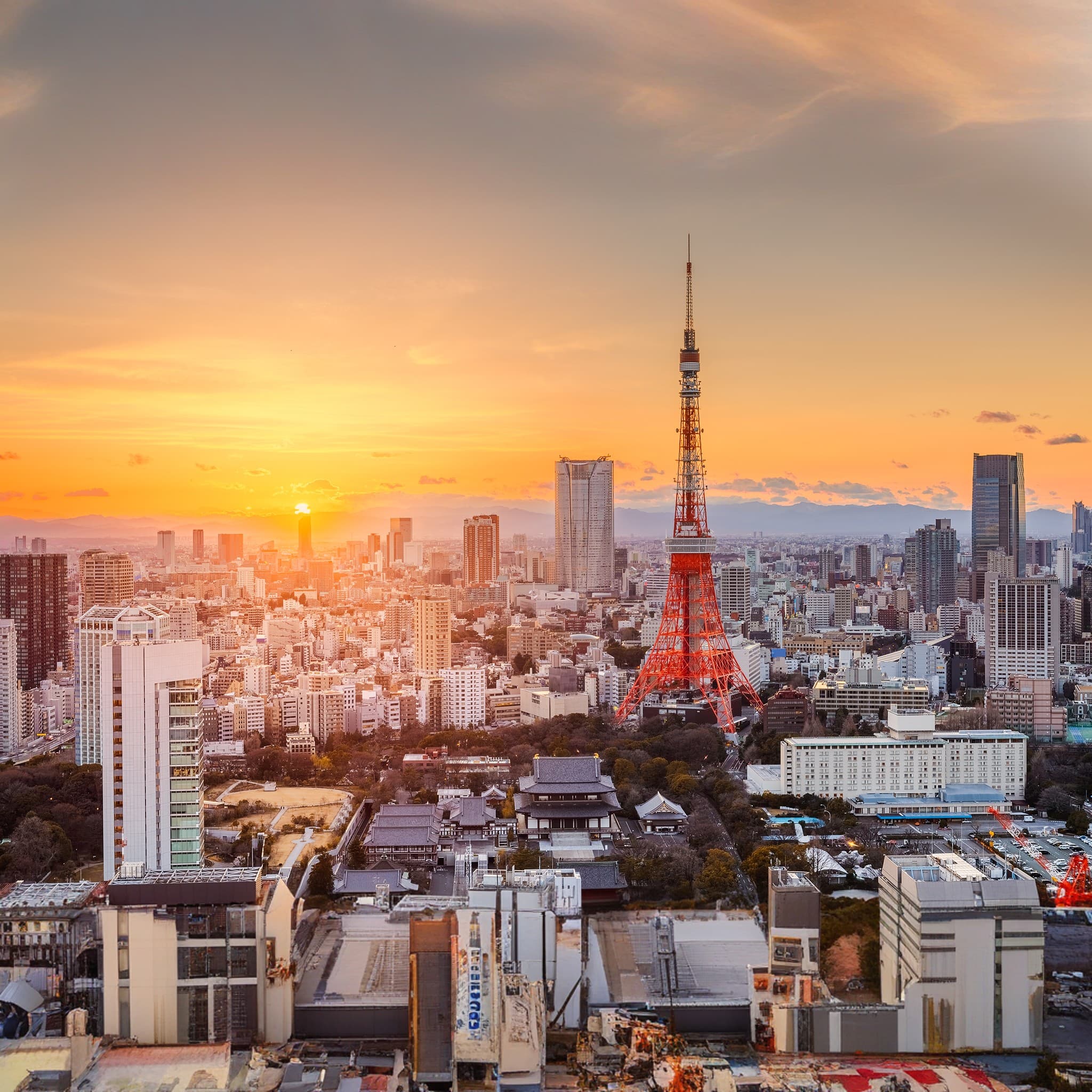 Tokyo Tower and cityscape at sunset